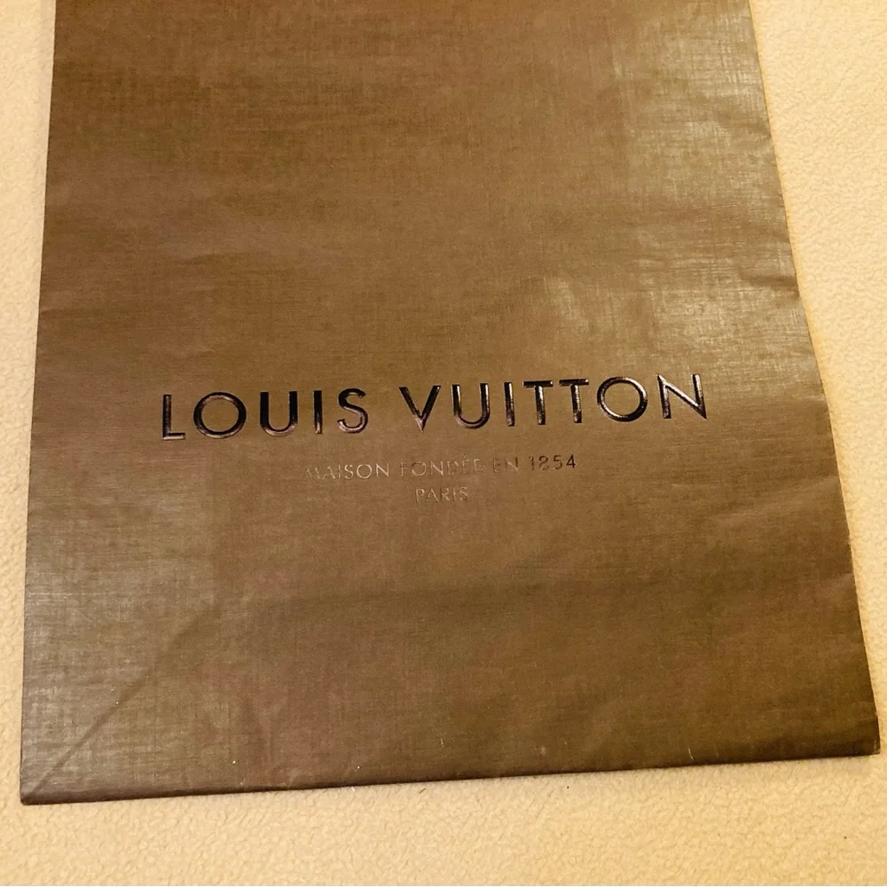 Louis Vuitton classic matte brown textured paper shopping bag, brown cord handle